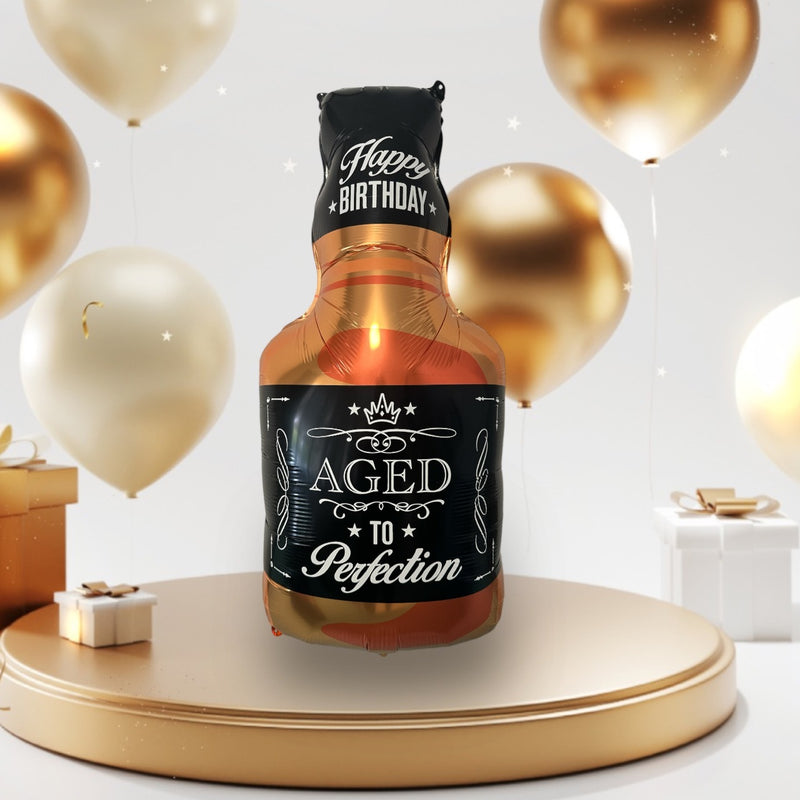 Aged To Perfection Whiskey Bottle Balloon - 77cm x 43cm (measured deflated)