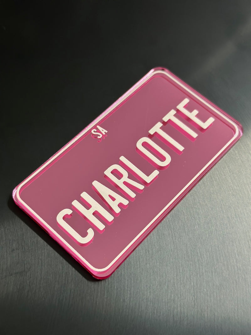 Novelty Mini Number Plate | Mirrored Acrylic | Custom | Car | Boy | Girl