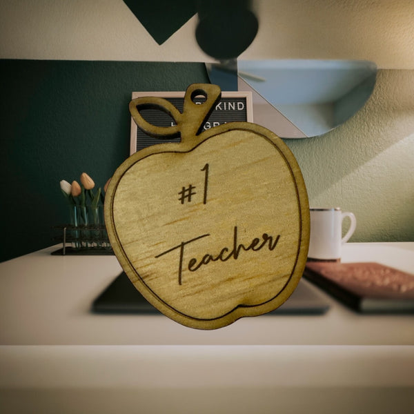 #1 Teach Plywood Keychain Momento | 5cm Width | Celebration | Teacher | Appreciation