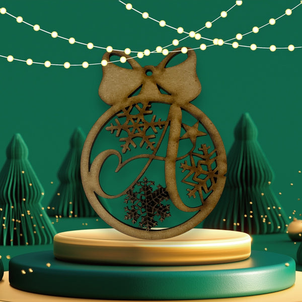 Christmas Bauble - Letter "A" Personal Wooden Decoration | 120mm Height | Christmas | Xmas | Gift