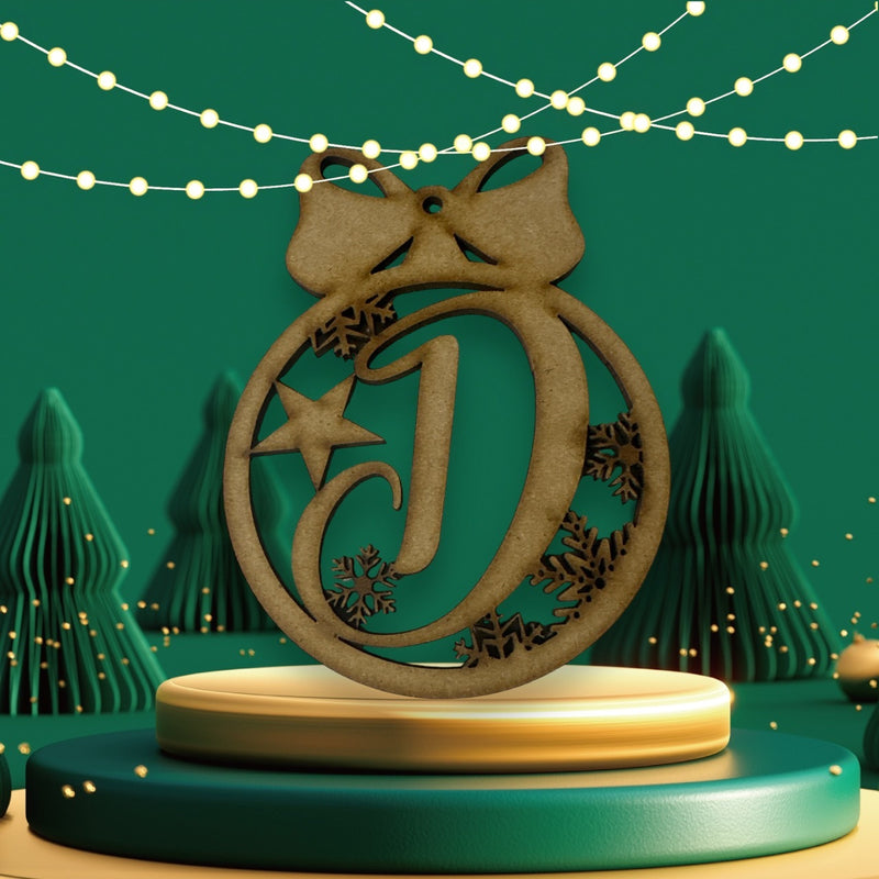 Christmas Bauble - Letter "D" Personal Wooden Decoration | 120mm Height | Christmas | Xmas | Gift