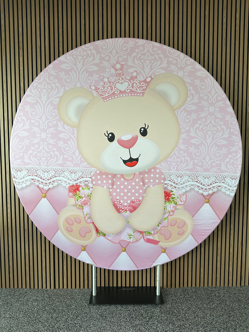 Baby Girl Bear Pink Party Backdrop (2m Diameter)