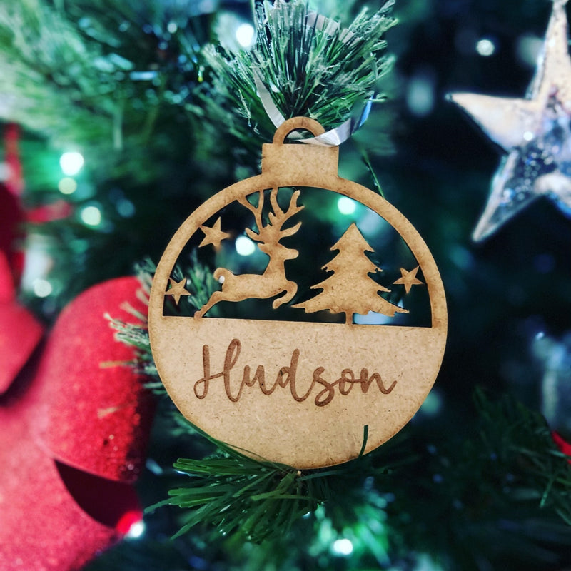 PERSONALISED CHRISTMAS BAUBLE ORNAMENT | HANGER | DOCORATION | XMAS | CUSTOM | PLYWOOD |