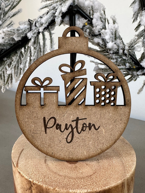 PERSONALISED CHRISTMAS BAUBLE ORNAMENT | HANGER | DOCORATION | XMAS | CUSTOM | PLYWOOD | #12