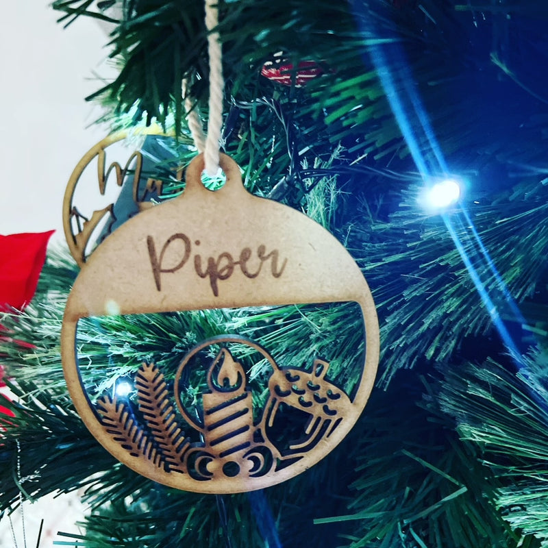 PERSONALISED CHRISTMAS BAUBLE ORNAMENT | HANGER | DOCORATION | XMAS | CUSTOM | PLYWOOD |