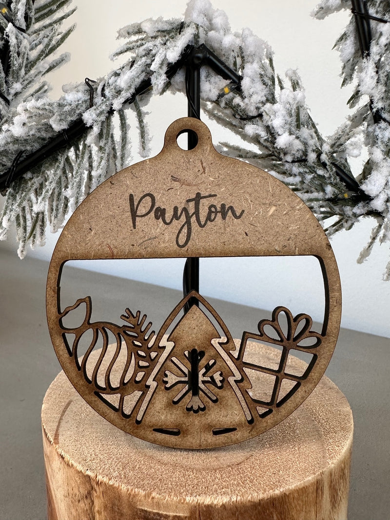 PERSONALISED CHRISTMAS BAUBLE ORNAMENT | HANGER | DOCORATION | XMAS | CUSTOM | PLYWOOD |