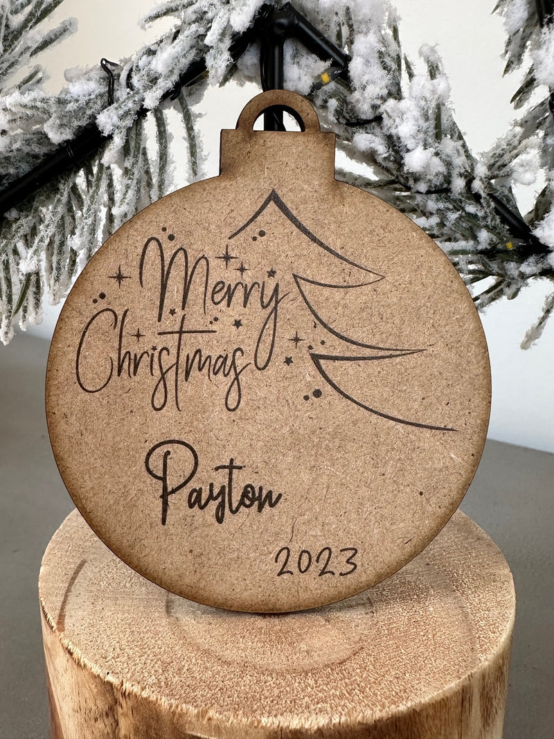 PERSONALISED CHRISTMAS BAUBLE ORNAMENT | HANGER | DOCORATION | XMAS | CUSTOM | PLYWOOD |