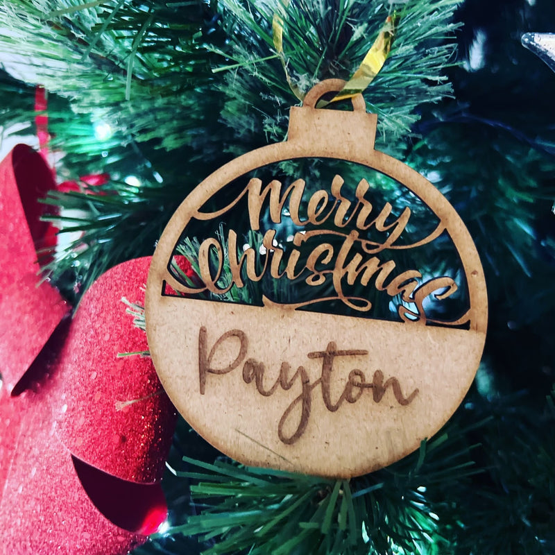 PERSONALISED CHRISTMAS BAUBLE ORNAMENT | HANGER | DOCORATION | XMAS | CUSTOM | PLYWOOD |