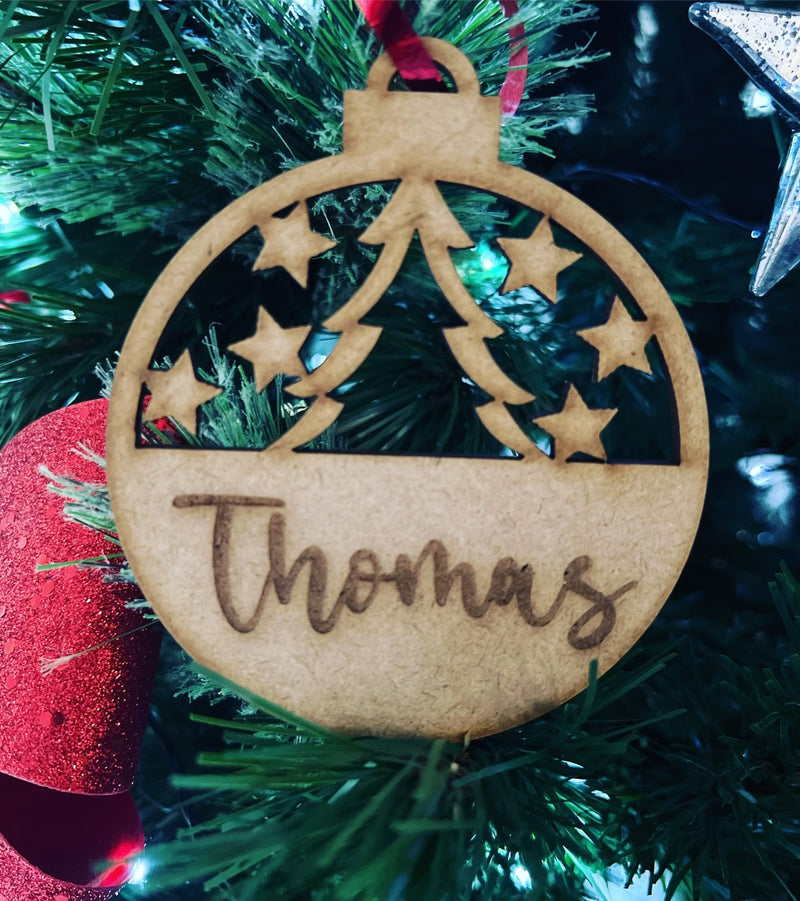 PERSONALISED CHRISTMAS BAUBLE ORNAMENT | HANGER | DOCORATION | XMAS | CUSTOM | PLYWOOD |