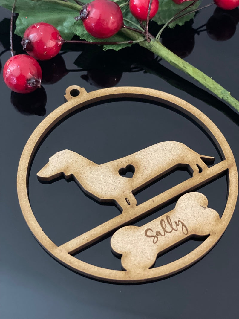 PERSONALISED DASCHUND CHRISTMAS BAUBLE ORNAMENT | HANGER | DOCORATION | XMAS | CUSTOM | PLYWOOD