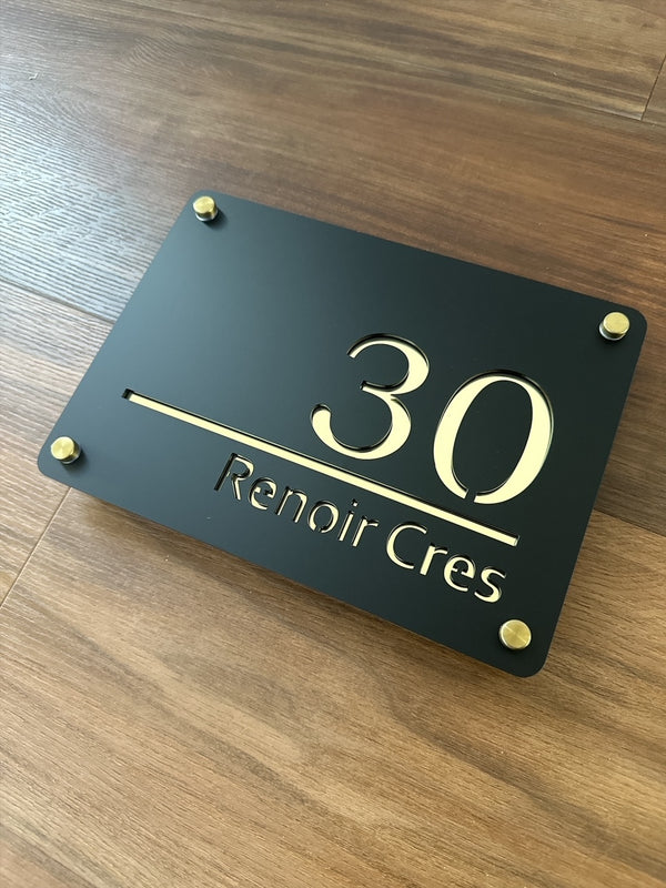 Luxe Dual Layer House Sign - Mirrored Acrylic 250mm x 180mm with Stand Offs