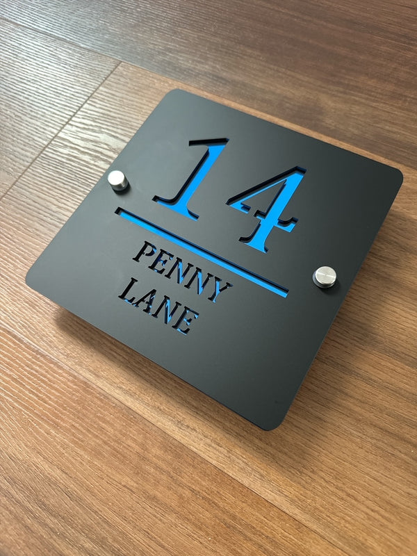 Luxe Dual Layer  House Sign - Mirrored Acrylic 180mm x 180mm with Stand Offs