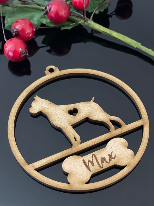 PERSONALISED BOXER CHRISTMAS BAUBLE ORNAMENT | HANGER | DOCORATION | XMAS | CUSTOM | PLYWOOD