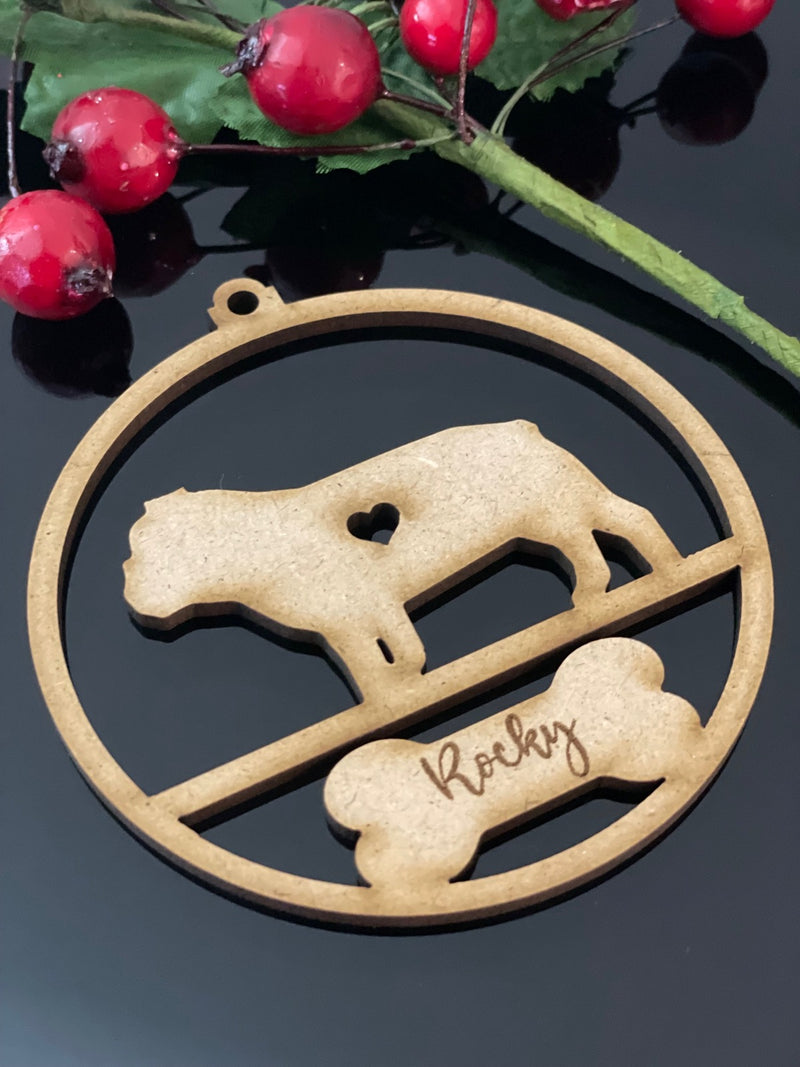 PERSONALISED BULLDOG CHRISTMAS BAUBLE ORNAMENT | HANGER | DOCORATION | XMAS | CUSTOM | PLYWOOD