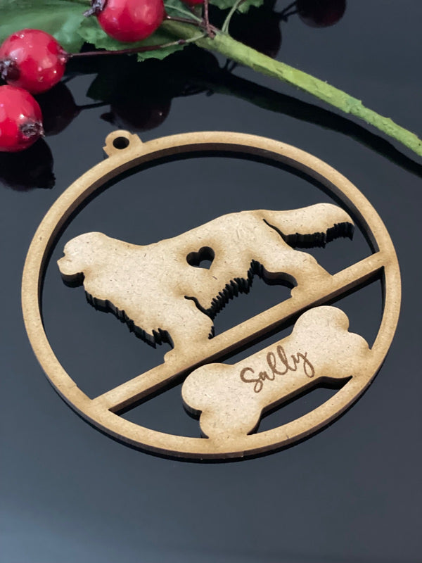 PERSONALISED CAVALIER KING CHARLES SPANIEL CHRISTMAS BAUBLE ORNAMENT | HANGER | DOCORATION | XMAS | CUSTOM | PLYWOOD