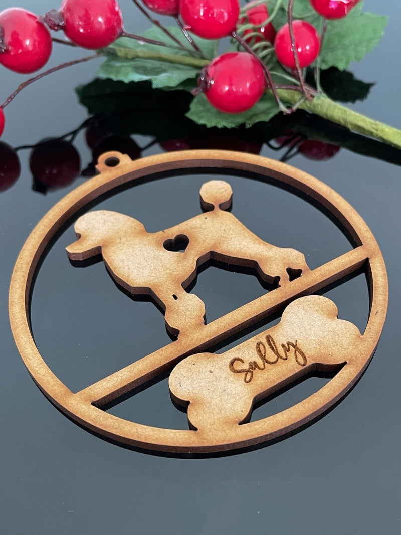 PERSONALISED POODLE CHRISTMAS BAUBLE ORNAMENT | HANGER | DOCORATION | XMAS | CUSTOM | PLYWOOD