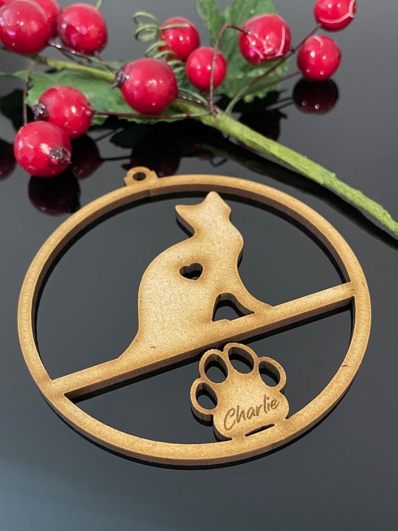 PERSONALISED TABBY CAT CHRISTMAS BAUBLE ORNAMENT | HANGER | DOCORATION | XMAS | CUSTOM | PLYWOOD