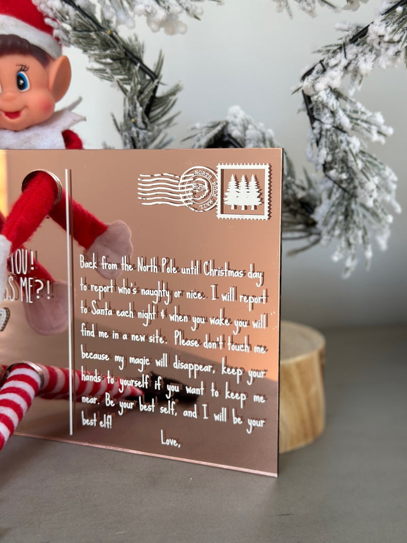 Elf on the Shelf Personalised Mirrored Acrylic Christmas Sign | Premium | Xmas | Gift | Festive | Season