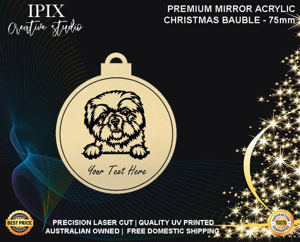 Personalised Acrylic Christmas Dog Bauble - SHI TSU #4 | Premium | Xmas | Pet | Festive | Season