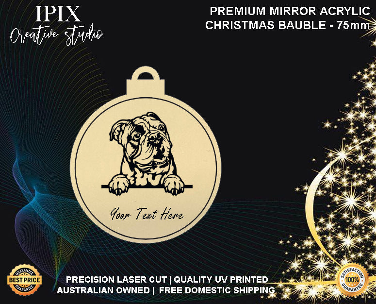 Personalised Acrylic Christmas Dog Bauble - ENGLISH BULLDOG