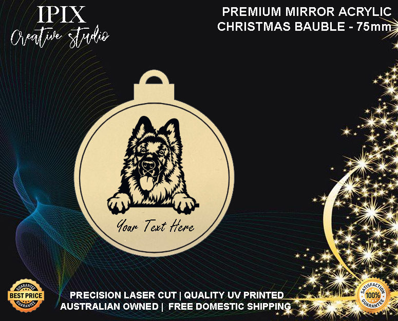 Personalised Acrylic Christmas Dog Bauble - GERMAN SHEPHERD