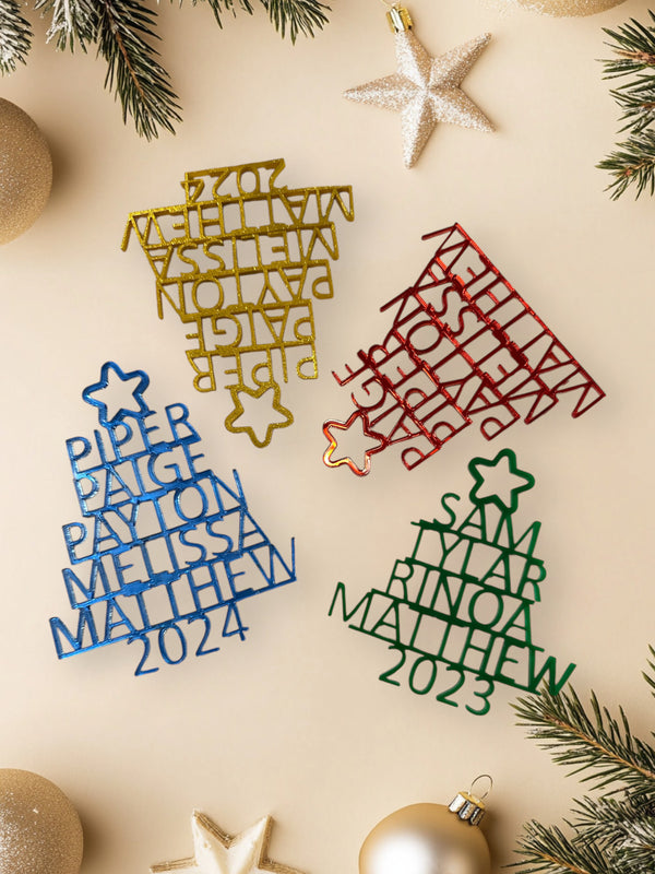 Personalised Name Mirrored Acrylic Christmas Tree Ornament | Premium | Xmas | Festive | Season